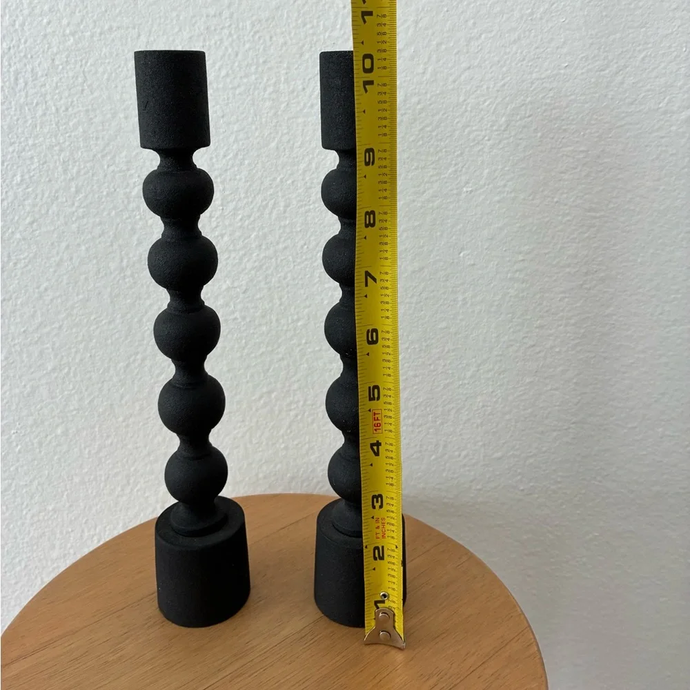 CB2 Matte Black Candlesticks Taper Holders